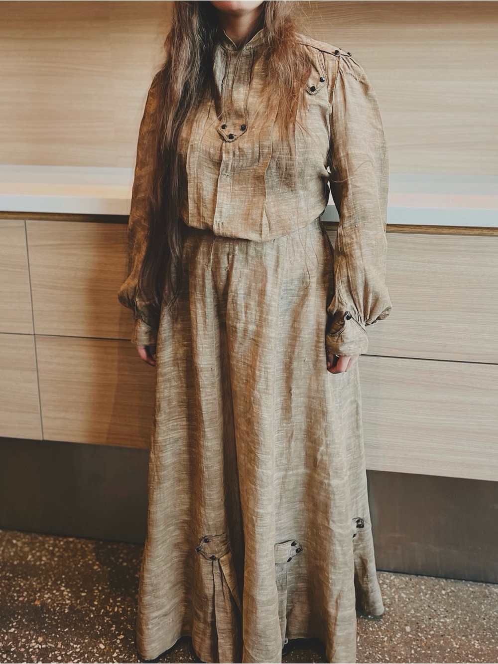 Antique 1900s Edwardian Brown Dress Skirt Set